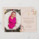 Cartão De Agradecimento Foto Dourada Pampas , cor-de-rosa, batismo (Frente/Verso)
