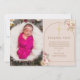 Cartão De Agradecimento Foto Dourada Pampas , cor-de-rosa, batismo (Frente)