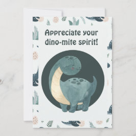 Cartão De Agradecimento Foto e nome personalizados do dinossauro verde-azu