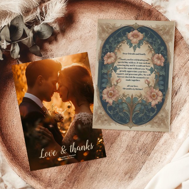 Cartão De Agradecimento Foto Elegante Arch Art Nouveau Casamento (Criador carregado)