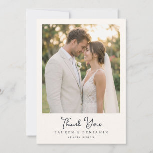 Cartão De Agradecimento Foto Elegante Bege Romântico