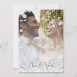 Cartão De Agradecimento Foto Elegante Botânica Azul Boho Dusty