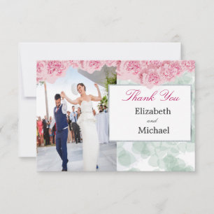 Cartão De Agradecimento Foto Elegante Casamento Rosa Obrigado Cartão-post