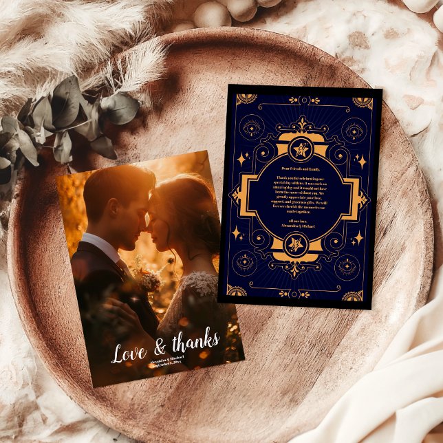 Cartão De Agradecimento Foto Elegante Celestial Wedding (Criador carregado)