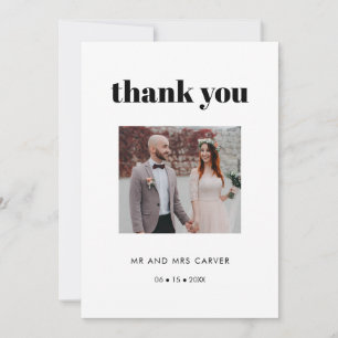 Cartão De Agradecimento Foto elegante & chique simples do casamento