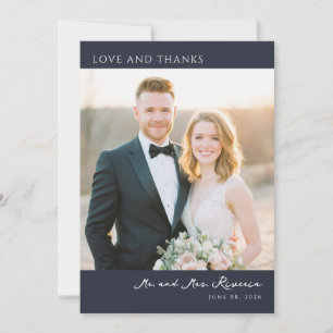 Cartão De Agradecimento Foto Elegante da Marinha de Coração Aberto