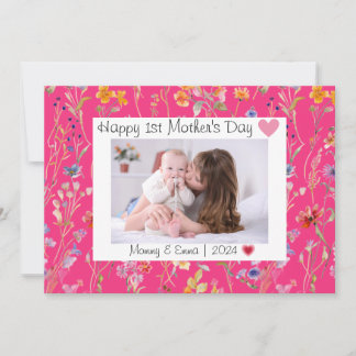 Cartão De Agradecimento Foto elegante de 1º Dia de as mães