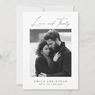 Cartão De Agradecimento Foto Elegante de Casamento Preto e Branco