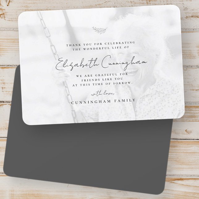 Cartão De Agradecimento Foto Elegante Simples e Moderna do Funeral Memoria (Criador carregado)