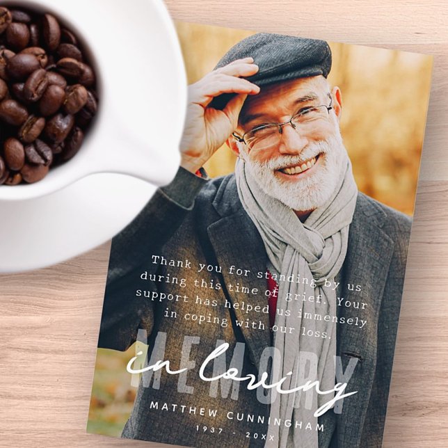 Cartão De Agradecimento Foto Elegante Simples e Moderna Memorial (Criador carregado)