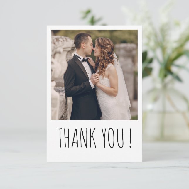 Cartão De Agradecimento Foto Eucalyptus Greenery Wedding (Em pé/Frente)