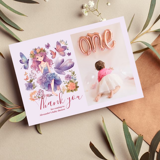 Cartão De Agradecimento Foto: Fada Primeira primeiro aniversario Encantada (Criador carregado)