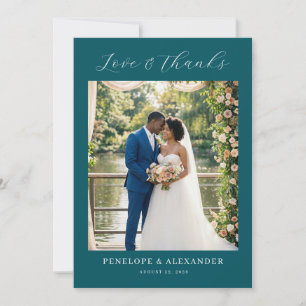 Cartão De Agradecimento Foto Floral em Teal Romântica