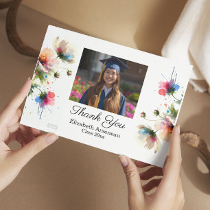 Cartão De Agradecimento Foto Floral Rosa Personalizado Graduação