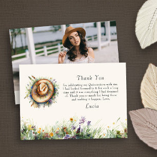Cartão De Agradecimento Foto Floral Rústica de Cowgirl com Flores Silvestr