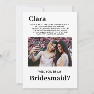 Cartão De Agradecimento Foto fofa da Bridesmaid, você será minha