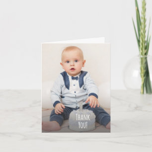 Cartão De Agradecimento Foto Fofa de Primeira Aniversário com Letra à Mão