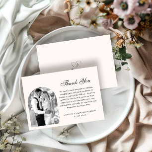 Cartão De Agradecimento Foto Formal Preto e Branco Casamento com Letra E