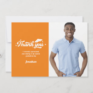 Cartão De Agradecimento Foto Formatura Obrigado Laranja