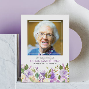 Cartão De Agradecimento Foto Funeral Obrigado Memorial Lavanda