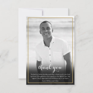 Cartão De Agradecimento Foto Funerária, Dourada Cruz Elegante Branca e Pre