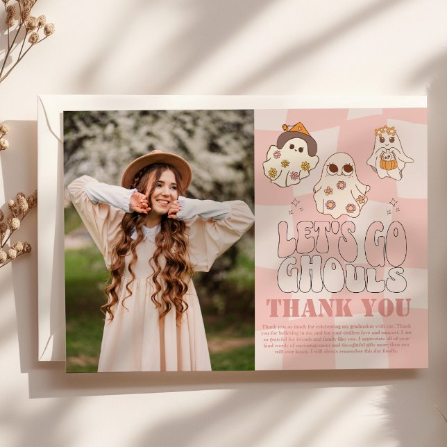 Cartão De Agradecimento Foto Groovy Vamos go Ghouls Halloween Nascimento A (Criador carregado)