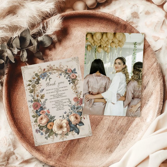 Cartão De Agradecimento Foto Jardim Floral Vitoriano Antigo Chá de Noiva (Criador carregado)