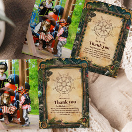 Cartão De Agradecimento Foto: Jolly Roger Pirate Festa de aniversário