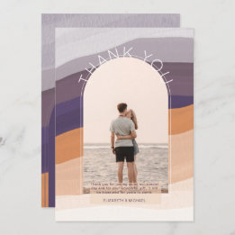 Cartão De Agradecimento FOTO Laranja Roxo Contemporânea Striped Obrigado