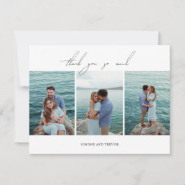 Cartão De Agradecimento Foto Limpa Preto e Branco Casamento Moderno