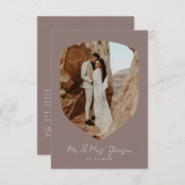 Cartão De Agradecimento Foto Mauve Casamento da Elegante Manuscrita