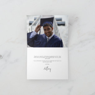 Cartão De Agradecimento Foto+Mensagem de Graduação de Script Elegante Real