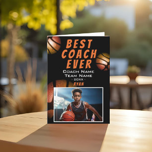 Cartão De Agradecimento Foto Metálica de Basquete Melhor Treinador de Todo