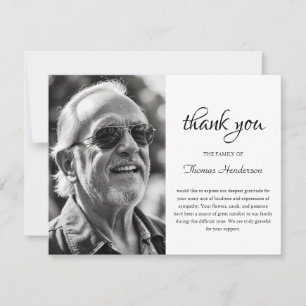 Cartão De Agradecimento Foto Minimalista em Preto e Branco de Funeral