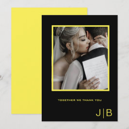 Cartão De Agradecimento Foto minimalista preta e amarela de roteiro simple
