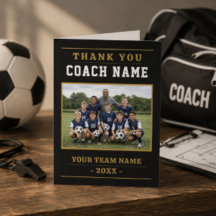 Cartão De Agradecimento Foto Moderna da Equipe de Futebol Treinador