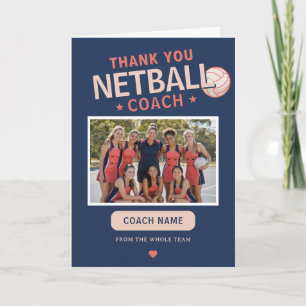 Cartão De Agradecimento Foto Moderna da Equipe de Netball Treinador