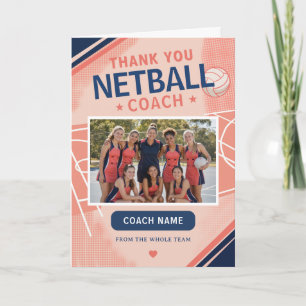 Cartão De Agradecimento Foto Moderna da Equipe de Netball Treinador