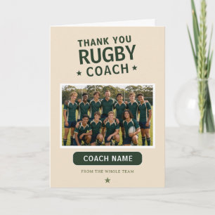 Cartão De Agradecimento Foto Moderna da Equipe de Rugby Treinador