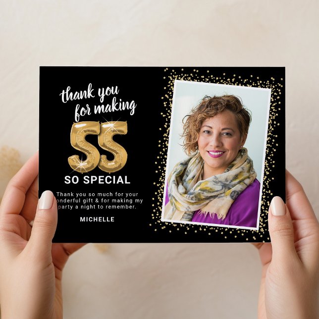 Cartão De Agradecimento Foto moderna de 55º aniversário (Criador carregado)