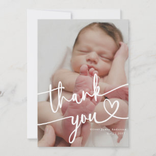 Cartão De Agradecimento Foto Moderna de Bebê Obrigado Coração  