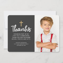 Cartão De Agradecimento Foto Moderna Dourada Comunhão Obrigado