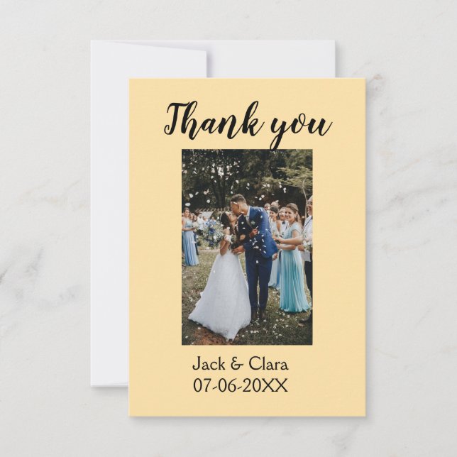 Cartão De Agradecimento Foto moderna e elegante obrigado de casamento simp (Frente)