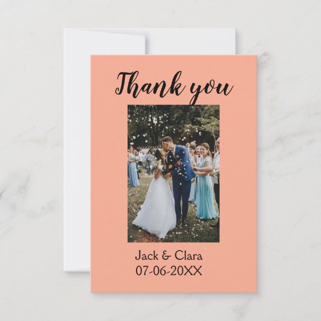 Cartão De Agradecimento Foto moderna e elegante obrigado de casamento simp (Frente)