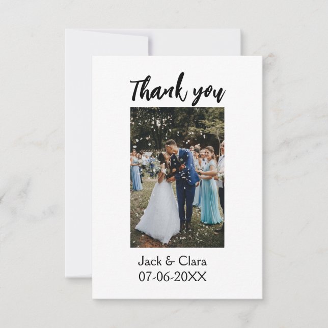 Cartão De Agradecimento Foto moderna e elegante obrigado de casamento simp (Frente)