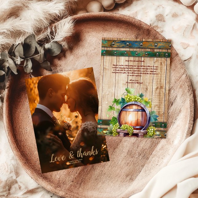 Cartão De Agradecimento Foto: Moderna Paisagem de Vinha de Aquarela Chic (Criador carregado)