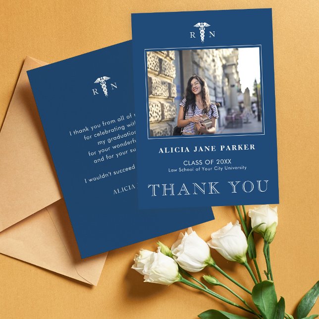 Cartão De Agradecimento Foto moderna simples da formatura de Enfermeiro (Criador carregado)