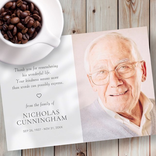 Cartão De Agradecimento Foto Moderna Simples Memorial (Criador carregado)