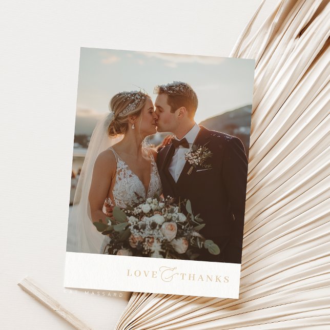 Cartão De Agradecimento FOTO OBRIGADO, SENHOR elegante e romântico beige (Criador carregado)