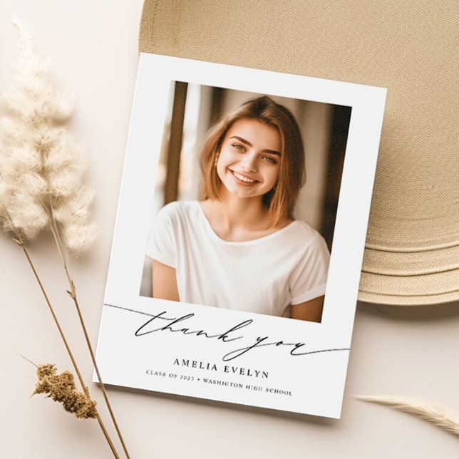 Cartão De Agradecimento Foto para Graduação da Modern Minimal Calliografia (Criador carregado)